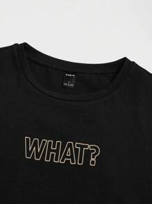 Manfinity VCAY 男士字母印花針織短袖t恤和細條紋長褲套裝 - 卡其色 - 查看 4