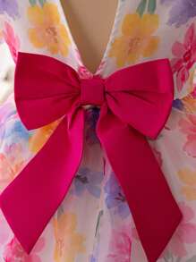 SHEIN DRMZ Tween Girl Tween 女童刺绣网眼提花圆领短袖派对礼服 适合婚礼季节 - 彩色 - 查看 5
