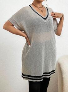 EMERY ROSE Plus Size Women's Batwing Sleeve Short Sweater Dress