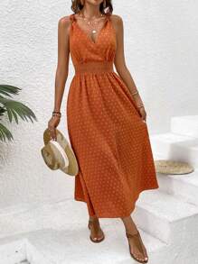 Breezaya Women's Sleeveless Lace Patchwork Dress - Rust Brown - View 4