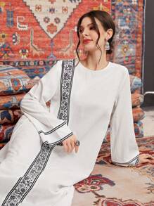 Al Najma 阿拉伯風格長袖中長款洋裝,印花裝飾 - 彩色 - 查看 5