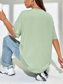 SHEIN EZwear Floral Print Off Shoulder T-Shirt - Mint Green - View 2