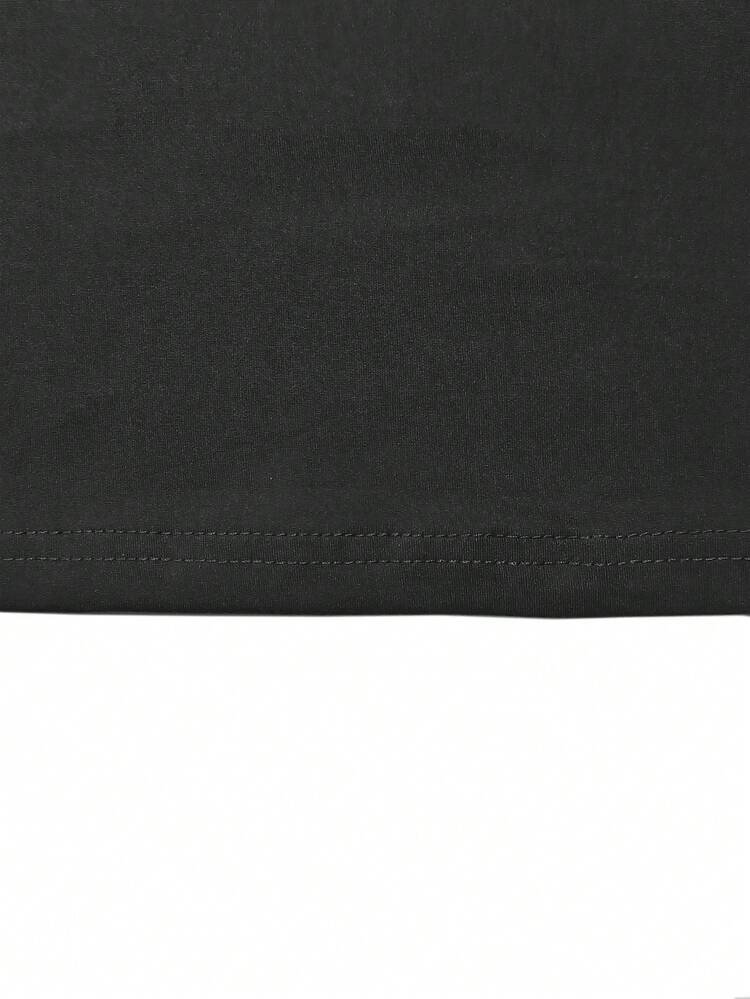 Traje De Pantalón Y Top De Manga Corta Holgado Negro Con Estampado De Corazones - Negro - Añade 3