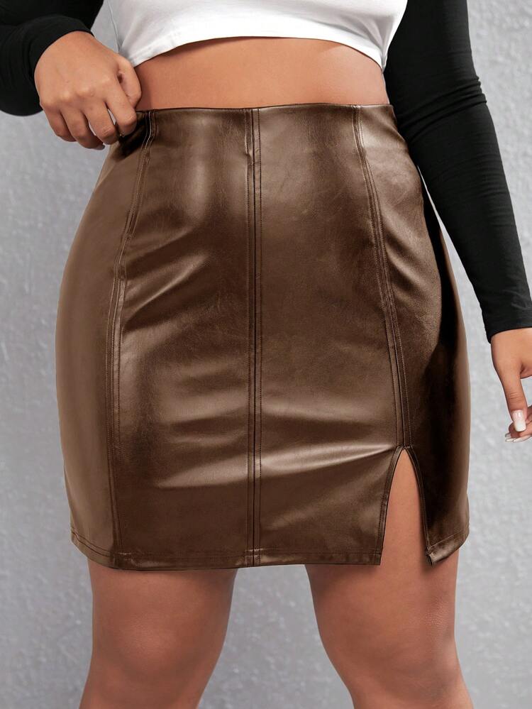 Plus Size Women's Straight Split Hem Skirt