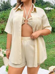 Breezaya Plus Size Women'S Long Shirt And Shorts Two Piece Set