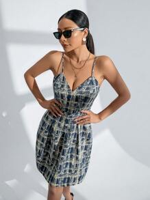 GENKIRA Random Plaid Pattern Women'S Dress - Multicolor - View 3