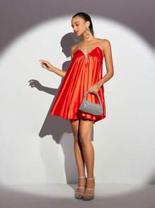 SHEIN BAE 豪華、優雅、女性時尚銀色珠片手提手袋、晚宴包,適用於情人節、派對、舞會、約會、假期 - 銀色 - 查看 7