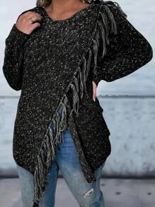 SHEIN LUNE Plus Tassel Wrap Front Cardigan