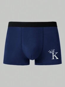 Men'S Letter & Crown Printed Boxer Briefs (5pcs/Set)