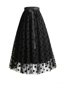 Jupe En Maille À Pois Pour Femmes De Grande Taille