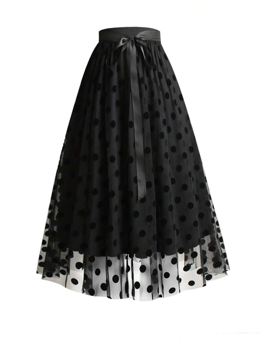 Jupe En Maille À Pois Pour Femmes De Grande Taille