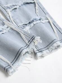 Tween Boys' Distressed Fringe Hem Casual Jeans - Light Wash - View 6