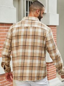 Manfinity Homme Men'S Plus Size Grid Pattern Long Sleeve Shacket - Multicolor - View 2