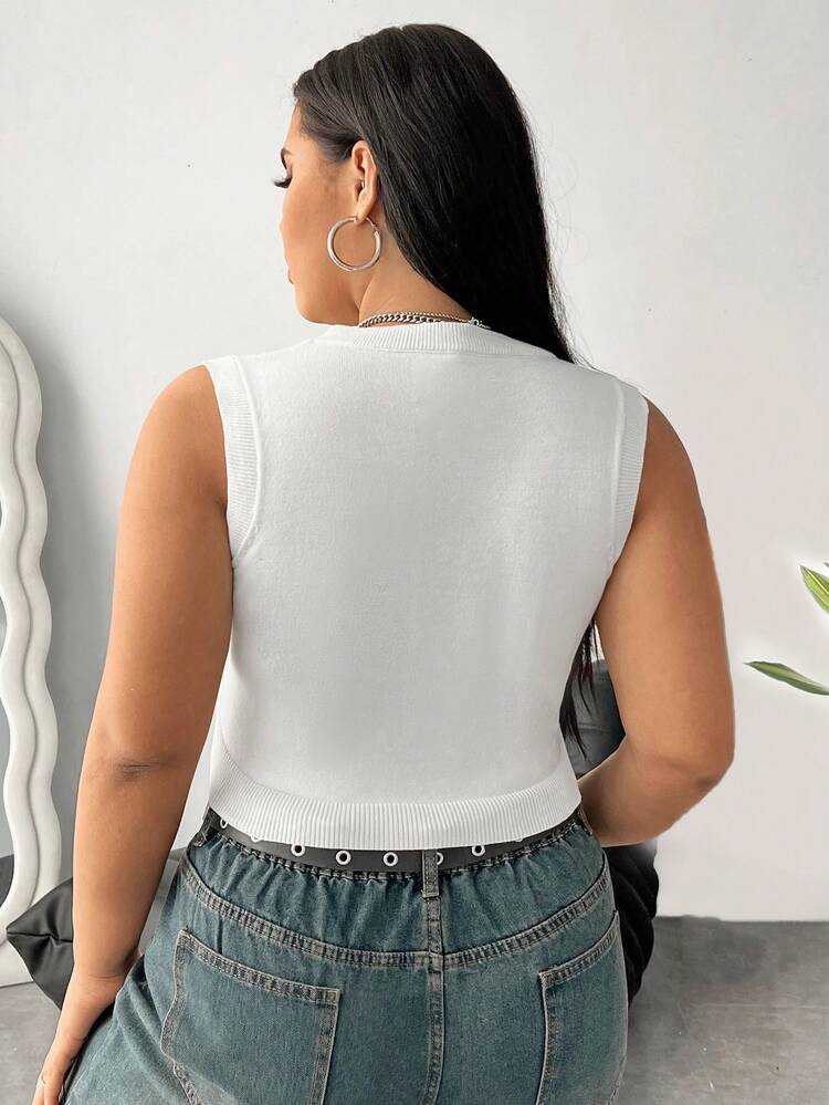 Plus Size Striped Knit Top With Star Pattern