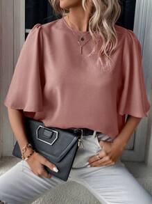 EMERY ROSE Solid Color Casual Medium Sleeve Shirt