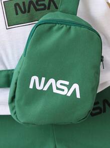 Baby Boy Letter Print Short Sleeve Top + Shorts + Bag 3pcs Outfit Set