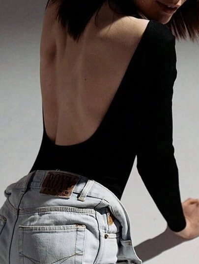 Cévolie Body De Mujer De Color Sólido Sin Espalda