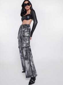 Denimoi 女性貨物風格牛仔褲,帶口袋 - 彩色 - 查看 4