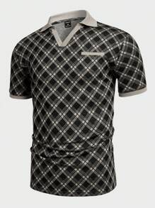 Manfinity VCAY 男士格子圖案短袖 Polo 衫 - 彩色 - 查看 2