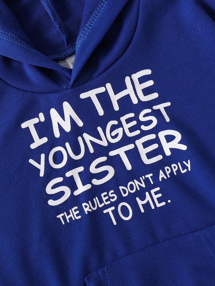 Young Girl's Casual Sporty Hooded Sweatshirt With English Slogan Print For Fall/Winter