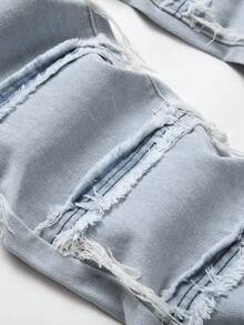 Tween Boys' Distressed Fringe Hem Casual Jeans - Light Wash - View 7