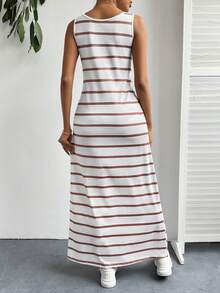 SHEIN Essnce 休閒條紋無袖夏裝連身裙 - 彩色 - 查看 2
