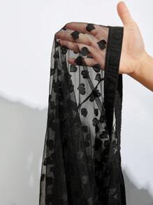 SHEIN EZwear Ngày lễ tình nhân Tim Lưới Dài Eo cao Xà cạp - màu đen - Xem 6