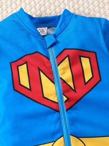 SHEIN Playful Pals Baby Boy Zip Front Long Sleeve Jumpsuit Costume - Black and White - View 6