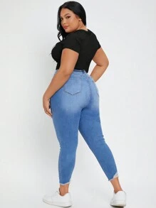 SHEIN SXY Rozmiar Plus Damski Krótki Rękaw Szczupły Litera Nadrukowany Koszulka