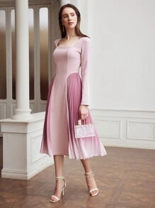 MOTF PREMIUM VÁY XẾP NẾP OMBRE DỆT CHO NỮ - Bụi hồng - Xem 8