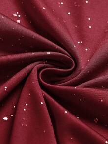 SHEIN Belle 大尺碼女性褶皺荷葉邊背心連衣裙 - 紅色 - 查看 7