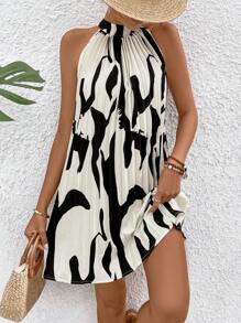 Breezaya 女士印花吊带褶皱连衣裙度假海滩装 - 彩色 - 查看 6