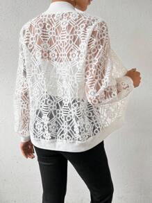 Chiquease Front Zip Lace Jacket - White - View 2