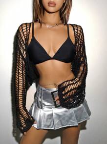 VaVaBold Women's Hollow Out Cardigan - Black - View 1