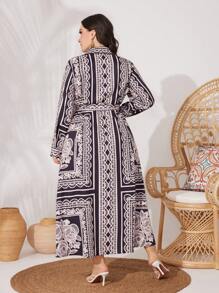 Mulvari Vestido De Manga Larga Y Tamaño Grande Para Mujer Con Estampado Floral