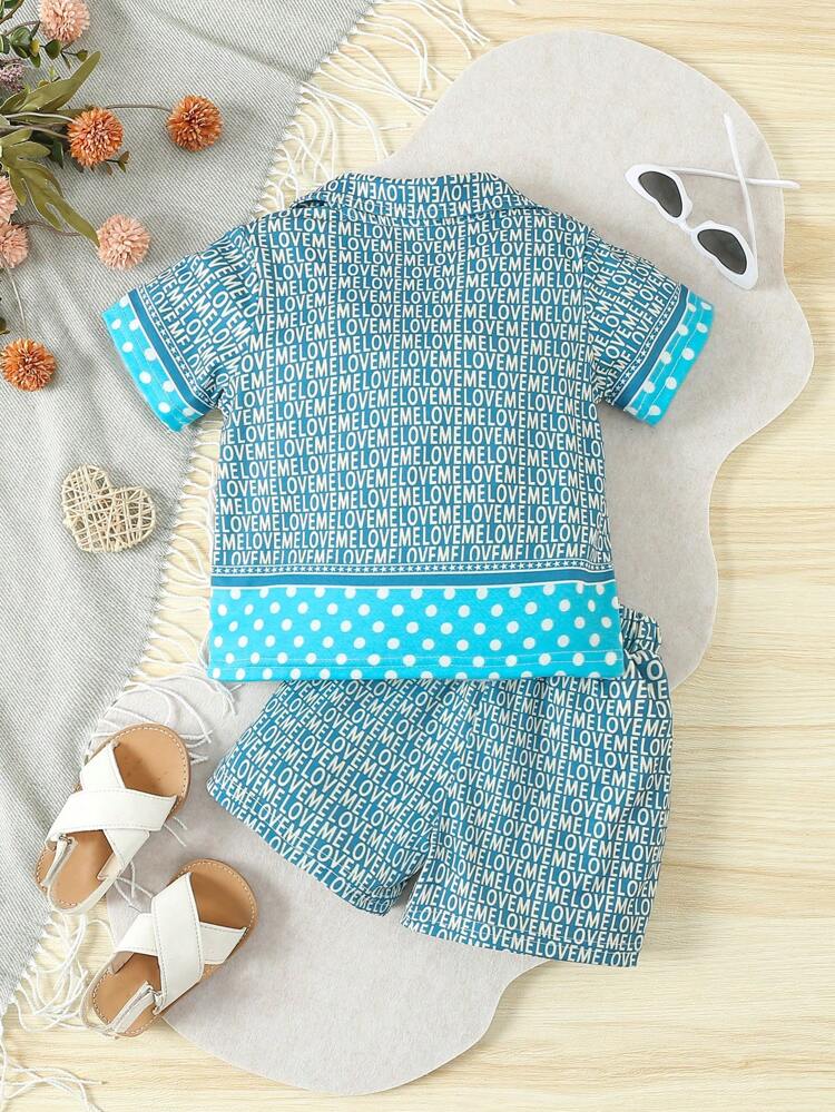 Baby Girl Polka Dot & Letter Print Leisure Loose Home Outfits
