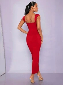 Silquee Vestido Ajustado Con Escote Cuadrado Para Mujer