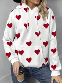 SHEIN LUNE Của phụ nữ In Áo nỉ có mũ Với dây rút - trắng - Xem 1