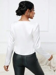 Aveloria Women'S Long Sleeve Lace Panel Tie Detail Shirt Fall Cloth For Women