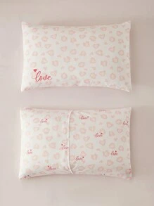 3pcs Pink Leopard And Heart Printed Duvet Cover Set, Creative & Chic Valentine's Day Home Decor,  Sweet Wedding Essentials - Red and White - View 6