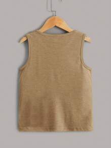 SHEIN 少年3入組夏季休閒圓領背心 - 卡其色 - 查看 4