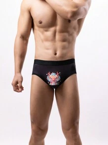 Men'S Dragon Pattern Printed Briefs/Underwear - Multicolor - View 1
