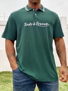 Manfinity Homme Camisa De Polo De Talla Grande Para Hombres - Verde Oscuro - Ver 5