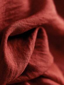 EMERY ROSE 短袖圓領衫,帶亞麻質感 - 橘色 - 查看 5