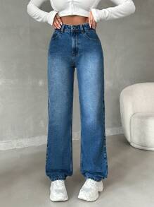 EURMUSE Women'S Blue Straight Leg Jeans