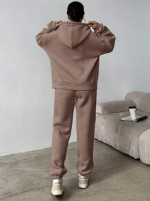 SHEIN Cottnline Women'S Cherry Printed Hoodie And Sweatpants Set With Slogan Print