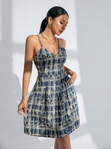 GENKIRA Random Plaid Pattern Women'S Dress - Multicolor - View 5