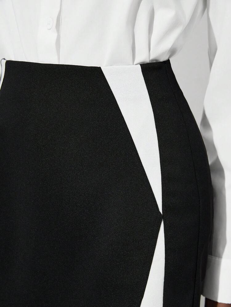 SHEIN Maija Women's Asymmetric Hem Skorts With Color Block Women Easter Summer Easter Party Beach Summer Holiday Vacation Going Out Graduation Elegant Women's Blouses Casual Blouse For Women Formal Attire For Women Office Wear Women Business