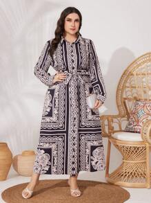 Mulvari Vestido De Manga Larga Y Tamaño Grande Para Mujer Con Estampado Floral
