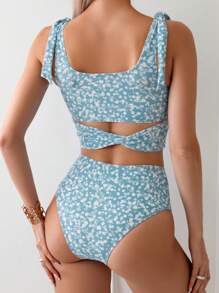 Swim Lushoire Summer Beach Women's Ditsy Floral Printed Cami Bikini Top